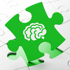 Image showing Science concept: Brain on puzzle background