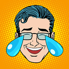 Image showing Retro Emoji tears joy man face