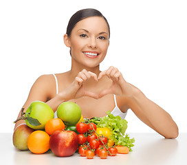 Image showing woman with fruits and vegetables