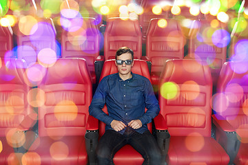 Image showing young man watching movie in 3d theater