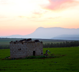 Image showing mountain in morocco africa lans and red sunrise