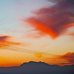 Image showing mountain in morocco africa   current cables     and red sunrise