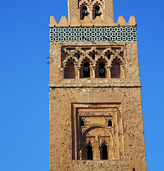 Image showing history in maroc africa  minaret religion and the blue     sky