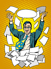 Image showing Business success happy businessman among the papers