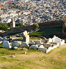 Image showing from high in the village morocco africa field and constructions