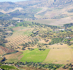 Image showing from high in the village morocco africa field and constructions