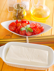 Image showing cheese, pasta and tomato