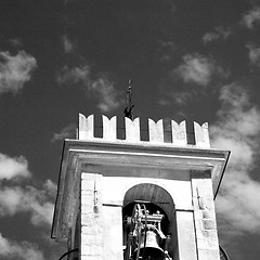 Image showing  building  clock tower in italy europe old  stone and bell