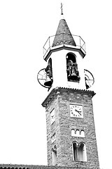 Image showing  building  clock tower in italy europe old  stone and bell