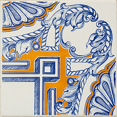 Image showing Traditional Portuguese glazed tiles