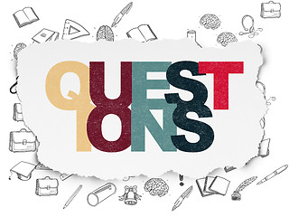 Image showing Education concept: Questions? on Torn Paper background