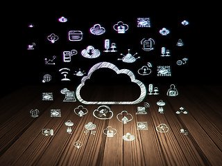 Image showing Cloud networking concept: Cloud in grunge dark room