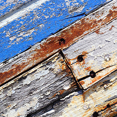 Image showing Old boat with peeling paint background texture