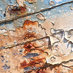 Image showing Old boat with peeling paint background texture