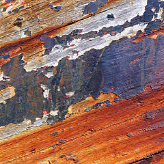 Image showing Old boat with peeling paint background texture