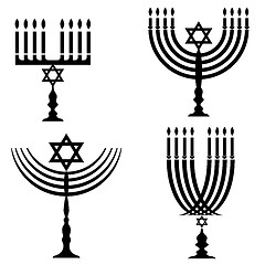 Image showing Set of Menorah Silhouettes