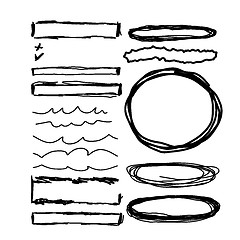 Image showing Hand drawn frames, lines and circle collection