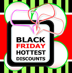 Image showing Black Friday hottest discounts sale inscription design template. Black Friday banner. Vector illustration