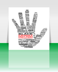 Image showing Hand sign with social media word cloud. Black friday. Vector illustration