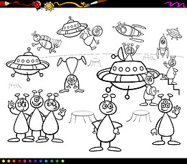 Image showing aliens cartoon coloring book