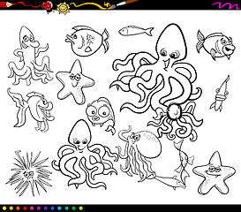 Image showing sea life group coloring book