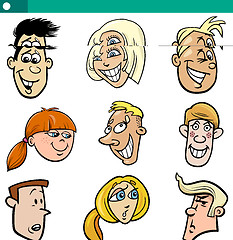 Image showing cartoon teenagers faces set