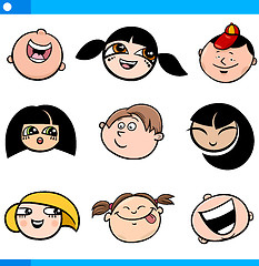 Image showing cartoon children faces set