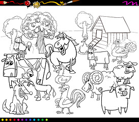 Image showing cartoon farm animals coloring book