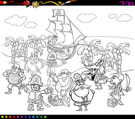 Image showing pirates cartoon coloring book