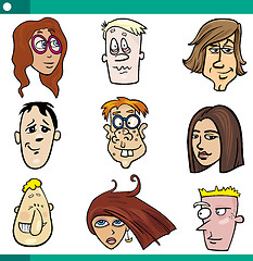 Image showing cartoon teens characters faces set