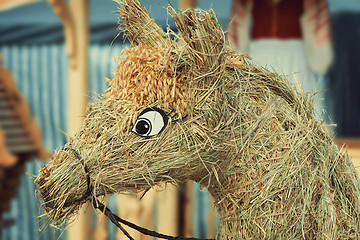 Image showing Figurine made of straw in the form of a horse.