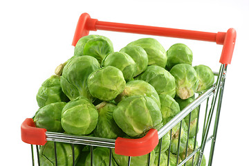 Image showing Brussels sprouts in a shopping trolley