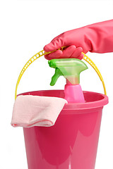 Image showing Bucket with spray cleaner