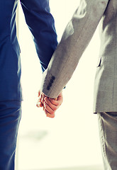 Image showing close up of male gay couple holding hands