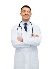 Image showing smiling male doctor in white coat