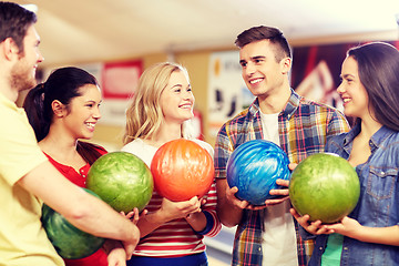 Image showing happy friends in bowling club