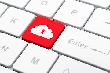 Image showing Cloud networking concept: Cloud With Keyhole on computer keyboard background