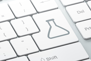 Image showing Science concept: Flask on computer keyboard background