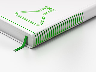 Image showing Science concept: closed book, Flask on white background