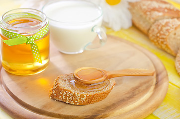 Image showing honey and bread