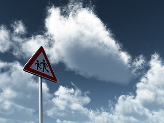 Image showing attention children roadsign