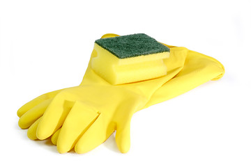 Image showing Yellow rubber gloves