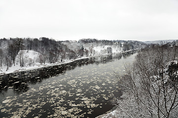 Image showing winter river   Belarus. 