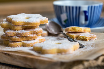 Image showing Traditional Italian biscuits and a cup of tea.