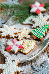 Image showing Beautiful Christmas cookies on a tray.