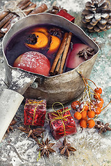 Image showing Mulled wine in the old pot