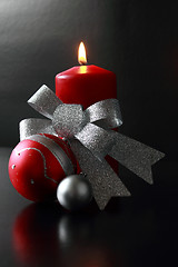 Image showing Red stylish Christmas candle