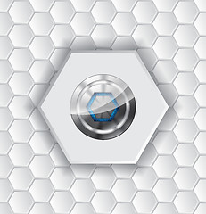 Image showing Abstract background with hexagons and shiny button