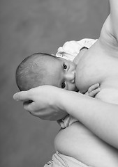 Image showing Baby drinking mother's milk