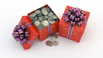 Image showing Gift box with coins